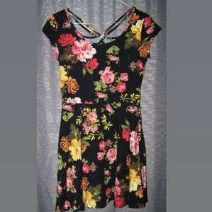 Ambiance black pattern dress with cross ba…